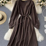 Round Neck Long Sleeve Dress HZ1024