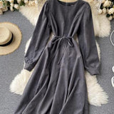 Round Neck Long Sleeve Dress HZ1024