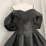 A-line off-the-shoulder tulle satin short prom dress, pink homecoming dress HZ1024