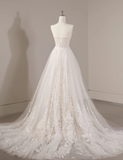mermaid tulle lace long prom dress, white wedding dress HZ1024