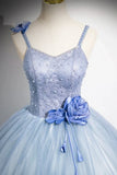 A-Line Spaghetti Strap Tulle Floor Length Prom Dress, Pretty Evening Party Dress HZ1024
