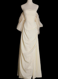 A-line strapless satin long prom dress, apricot evening dress HZ1024