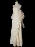 A-line strapless satin long prom dress, apricot evening dress HZ1024