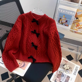 beautiful bow sweater coat for women autumn and winter new loose lazy style sweet knitted cardigan HZ1024