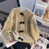 beautiful bow sweater coat for women autumn and winter new loose lazy style sweet knitted cardigan HZ1024