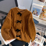 beautiful bow sweater coat for women autumn and winter new loose lazy style sweet knitted cardigan HZ1024