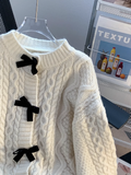 beautiful bow sweater coat for women autumn and winter new loose lazy style sweet knitted cardigan HZ1024