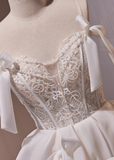 A-line spaghetti strap tulle lace short prom dress, Off-white homecoming dress birthday dresss HZ1024