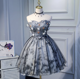 A-line sweetheart neck tulle short prom dress, black homecoming dress birthday dress HZ1024