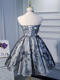 A-line sweetheart neck tulle short prom dress, black homecoming dress birthday dress HZ1024