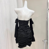 strapless long sleeve hip dress birthday party dress HZ1024