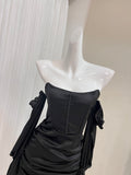 strapless long sleeve hip dress birthday party dress HZ1024