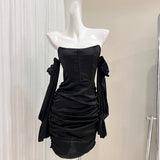 strapless long sleeve hip dress birthday party dress HZ1024