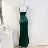style breast pad high slit suspender dress party dress HZ1024