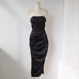 satin hip-hugging birthday dress HZ1024