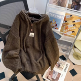 Korean style loose hooded new autumn and winter hot-selling thickened knitted women's sweater HZ1024