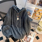 Korean style loose hooded new autumn and winter hot-selling thickened knitted women's sweater HZ1024