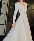 style white A-line long-sleeved dress HZ1024