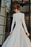 style white A-line long-sleeved dress HZ1024