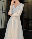 style white A-line long-sleeved dress HZ1024