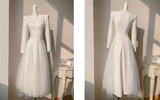 style white A-line long-sleeved dress HZ1024