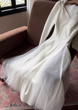 style white A-line long-sleeved dress HZ1024