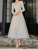 style white A-line long-sleeved dress HZ1024