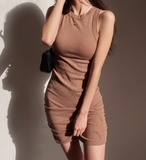 Color Slim Fit Suspender Sleeveless Dress HZ1024