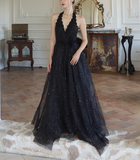 fine shimmer tulle dress French halterneck backless dress HZ1024