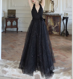 fine shimmer tulle dress French halterneck backless dress HZ1024