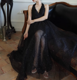 fine shimmer tulle dress French halterneck backless dress HZ1024