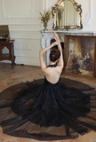 fine shimmer tulle dress French halterneck backless dress HZ1024