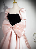 A-Line Satin Long Prom Dress, Pink Long Formal Dress HZ1024