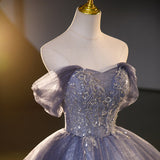 strapless tulle sequin long prom dress, evening dress HZ1024