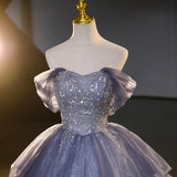 strapless tulle sequin long prom dress, evening dress HZ1024
