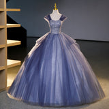 strapless tulle sequin long prom dress, evening dress HZ1024