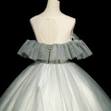 A-line tulle sequined long ball dress, green evening dress HZ1024