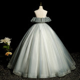 A-line tulle sequined long ball dress, green evening dress HZ1024