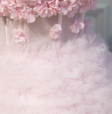 A-line off-the-shoulder tulle short prom dress, pink bridesmaid dress HZ1024