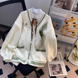 style V-neck sweater autumn and winter new loose lazy college style age-reducing cardigan jacket for women HZ1024