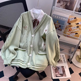 style V-neck sweater autumn and winter new loose lazy college style age-reducing cardigan jacket for women HZ1024