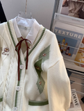 style V-neck sweater autumn and winter new loose lazy college style age-reducing cardigan jacket for women HZ1024