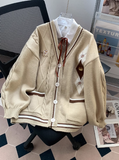 style V-neck sweater autumn and winter new loose lazy college style age-reducing cardigan jacket for women HZ1024