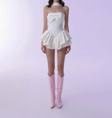 White Strapless Short Prom Dress for Party&Birthday??Elegant Evening Dress HZ1024
