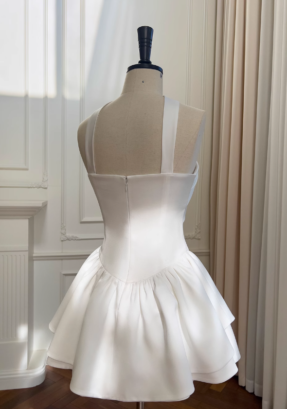 White Strapless Short Prom Dress for Party&Birthday??Elegant Evening Dress HZ1024