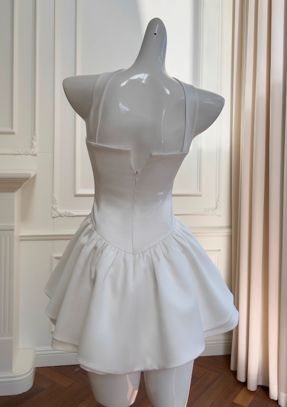 White Strapless Short Prom Dress for Party&Birthday??Elegant Evening Dress HZ1024