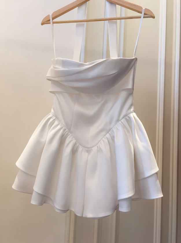 White Strapless Short Prom Dress for Party&Birthday??Elegant Evening Dress HZ1024