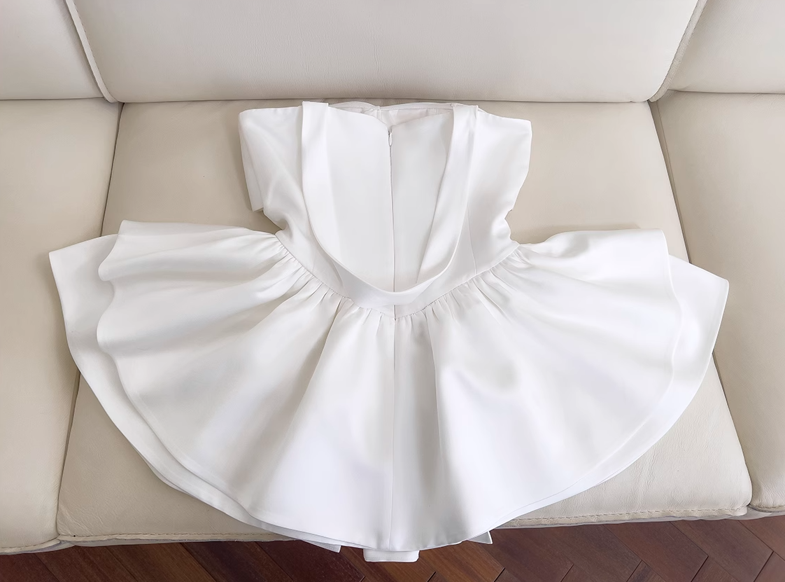 White Strapless Short Prom Dress for Party&Birthday??Elegant Evening Dress HZ1024
