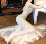 strapless mermaid dress, party dress HZ1024