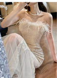 strapless mermaid dress, party dress HZ1024